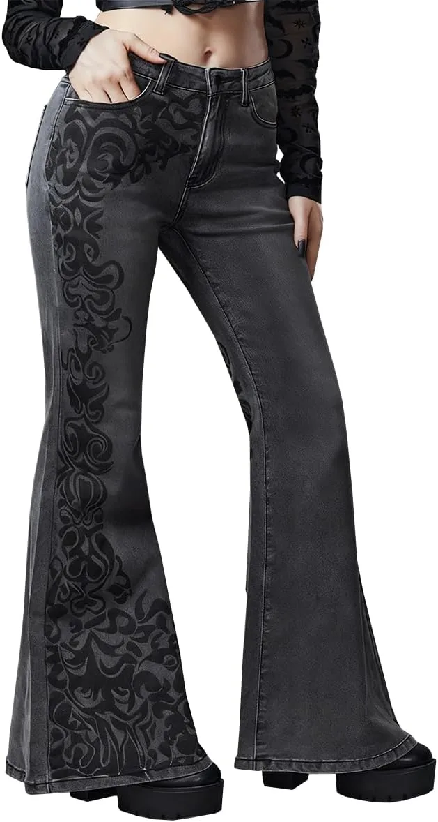 

Женские джинсы bootcut с высокой талией и цветочным принтом TACSTRUN