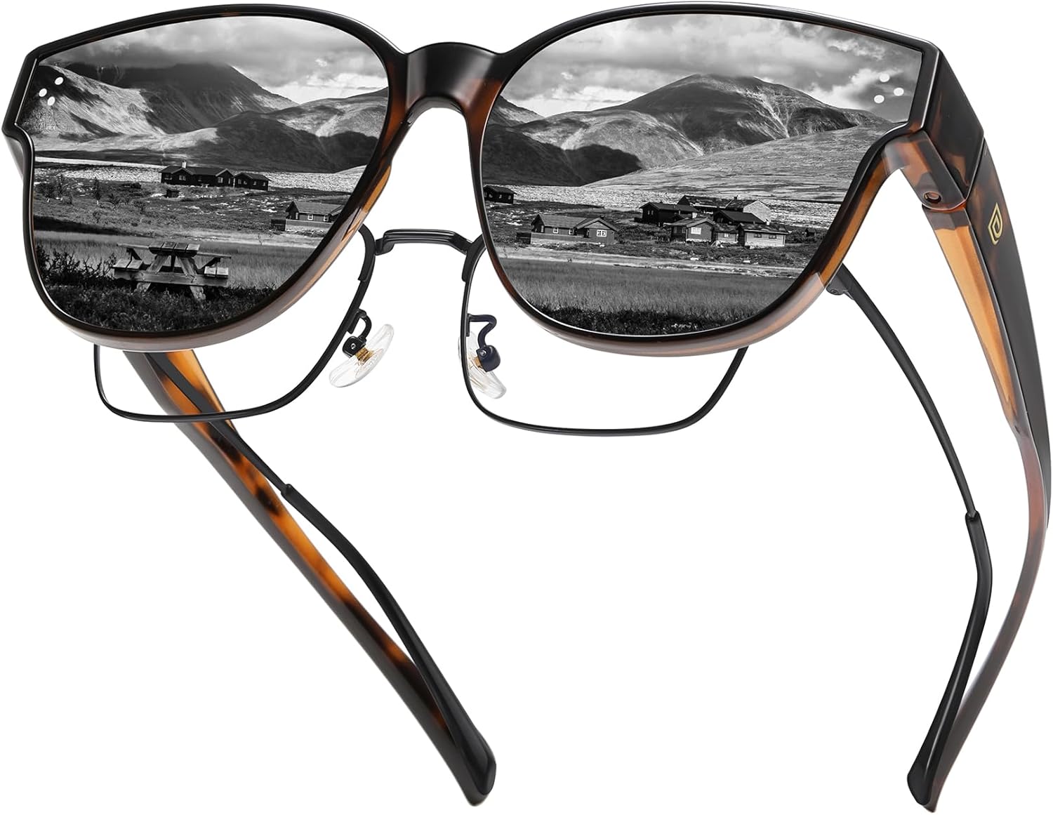 

Солнцезащитные очки DUCO Fit Over для мужчин и женщин, надеваемые поверх обычных очков, ретро-очки с обтекаемой формой, поляризованные, защита UV400, модель DC8981, Brown Tortoise Frame Grey Lens