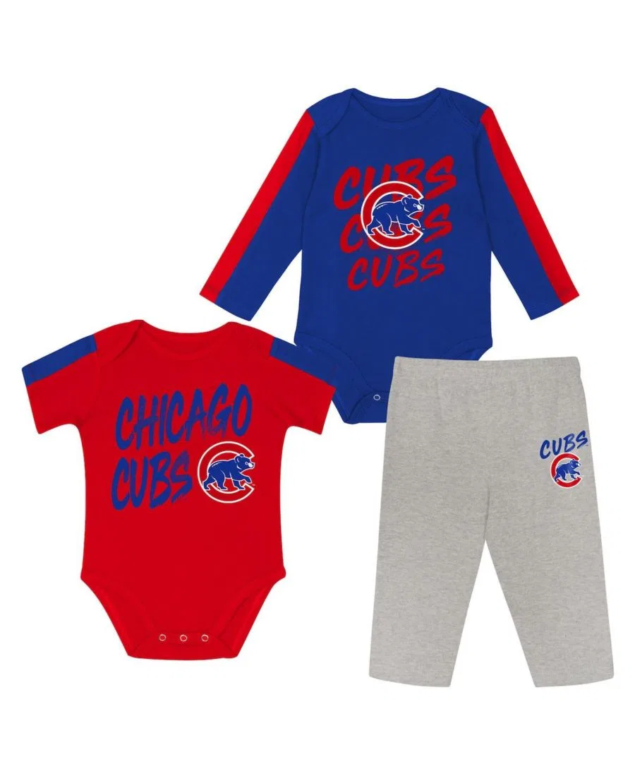 Детский боди и штанишки Chicago Cubs из трех предметов (боди и штанишки) Outerstuff, синий