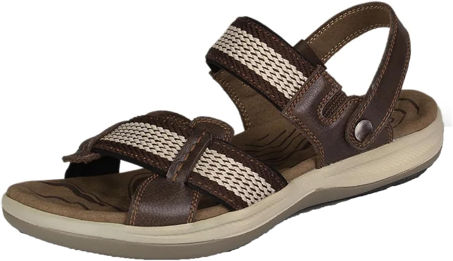 

Мужские кожаные римские сандалии для улицы, пляжные сандалии для прогулок по воде, дышащие кроссовки Generic, темно-коричневый