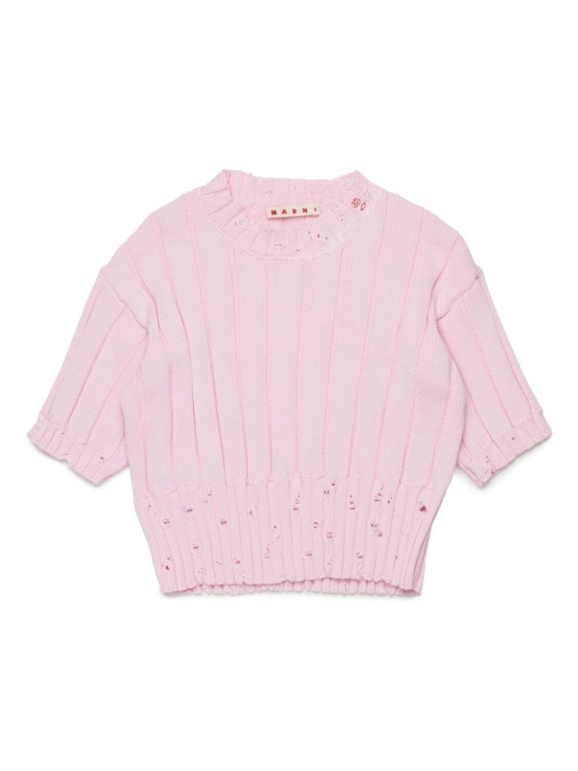 

Marni Kids футболка с эффектом потертости, розовый