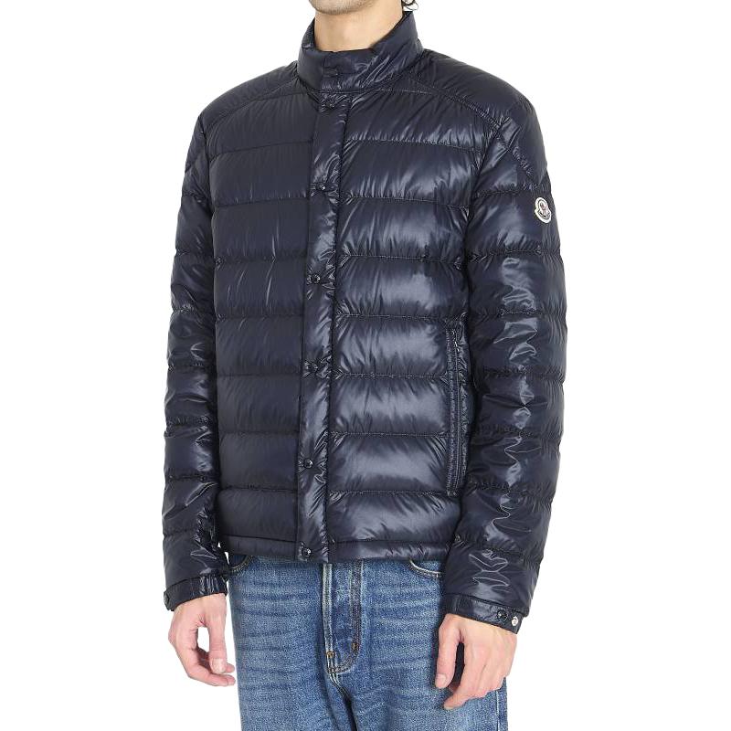Moncler SS26 Пуховик мужской темно-синий со стойкой умеренной длины — фото 4
