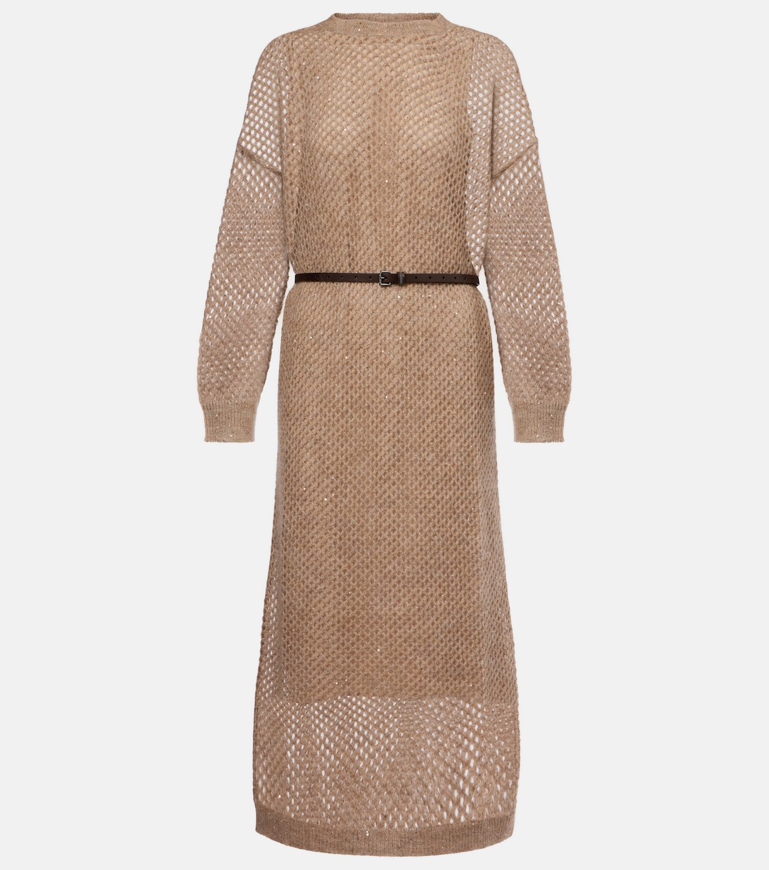 

Трикотажное платье миди с поясом Brunello Cucinelli, Warm Brown