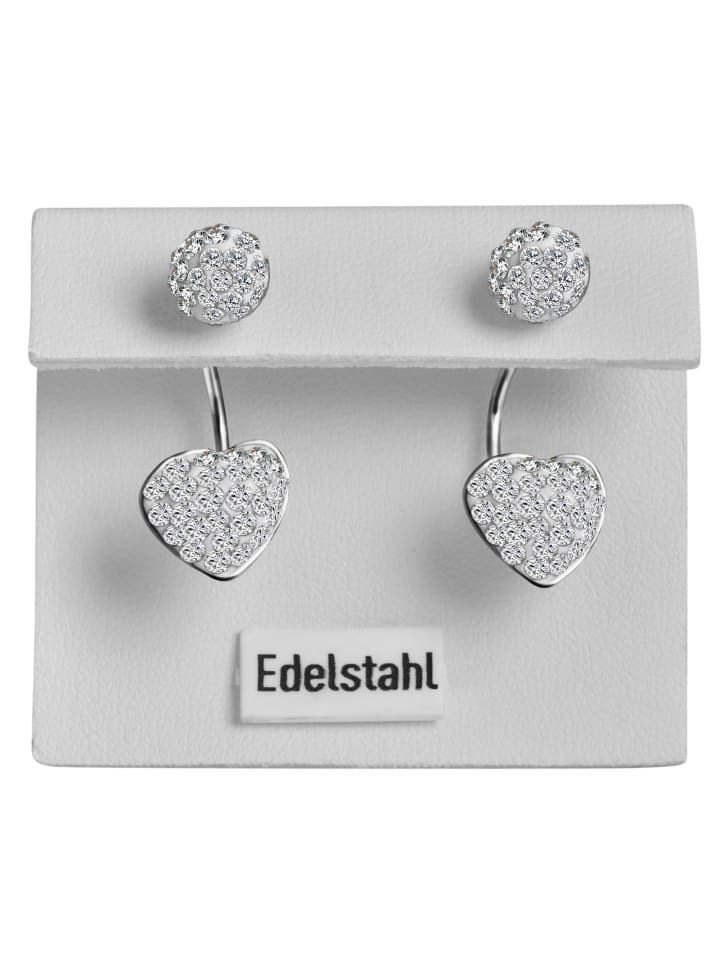 

Adeliás Женские серьги - серьги-гвоздики из нержавеющей стали со стразами, серебристого цвета