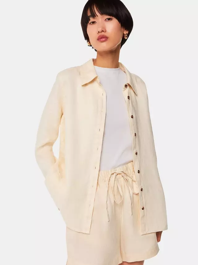 

Шорты Whistles Elasticated Waist Linen, слоновая кость