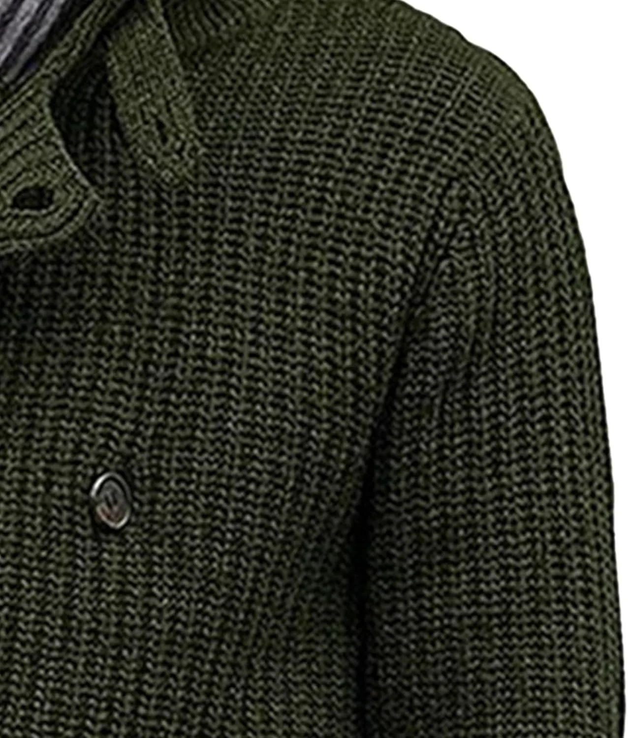 Кардиган мужской двубортный с воротником шаль и карманами Slim Fit — фото 4