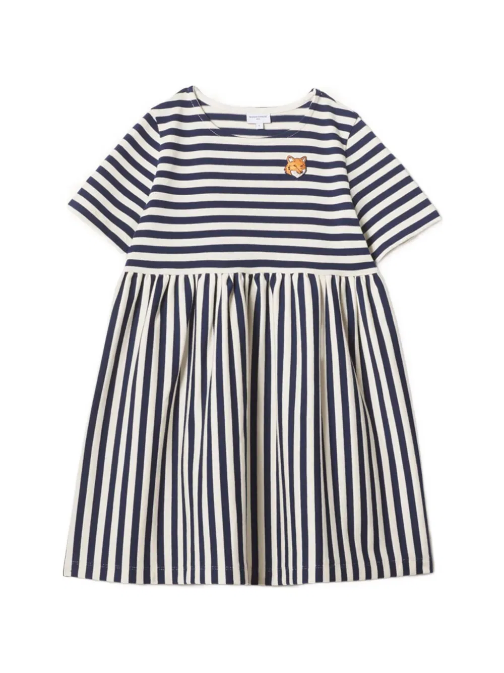 Платье с полосатой нашивкой в виде головы лисы Maison Kitsuné, синий
