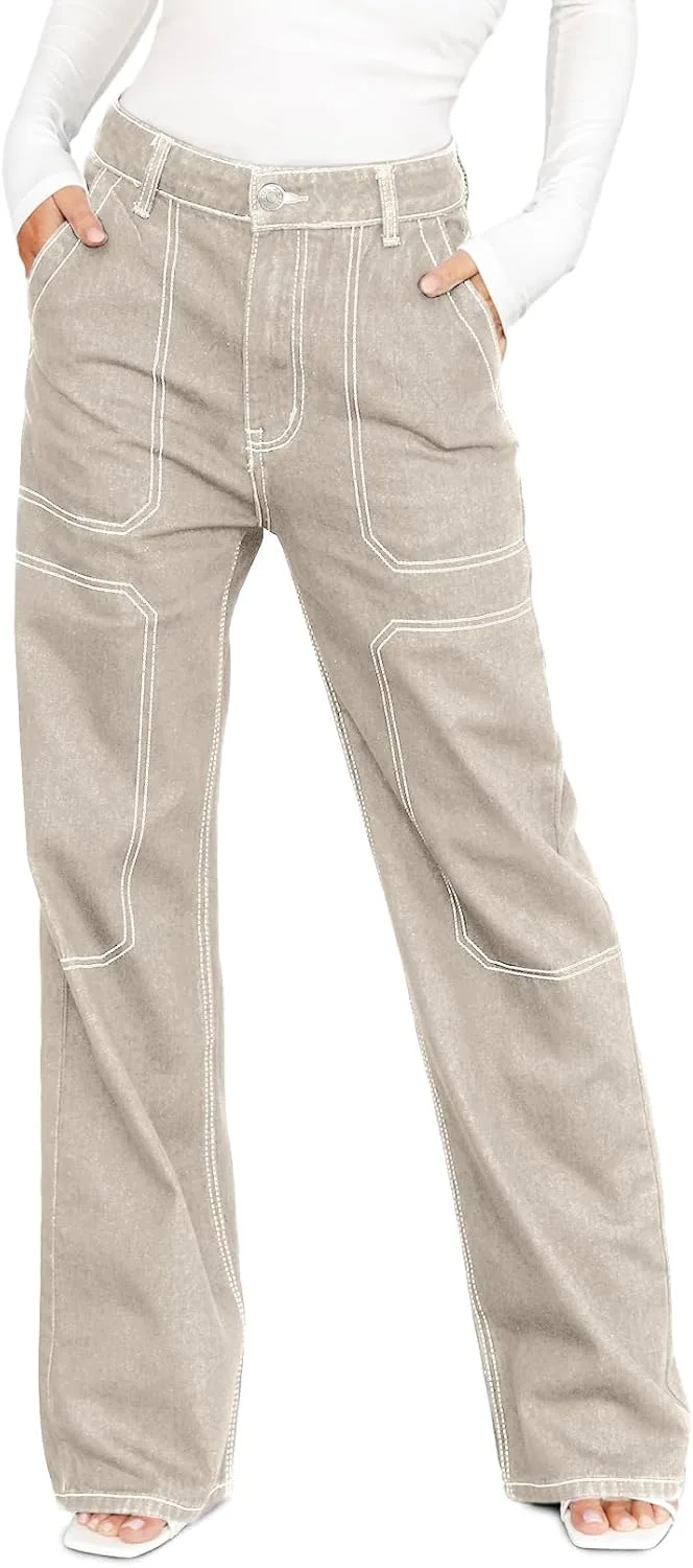 

Женские джинсы-карго Mid Waist с застежкой на пуговицах Dokotoo