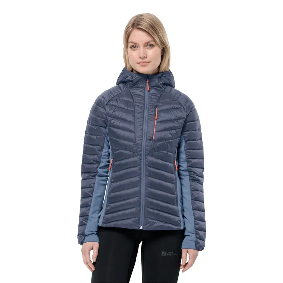 

Стеганая куртка Jack Wolfskin "ROUTEBURN PRO INS JKT W", без капюшона, ветронепроницаемая, с высокой водоотталкивающей способностью, дышащая, цвет Evening Sky