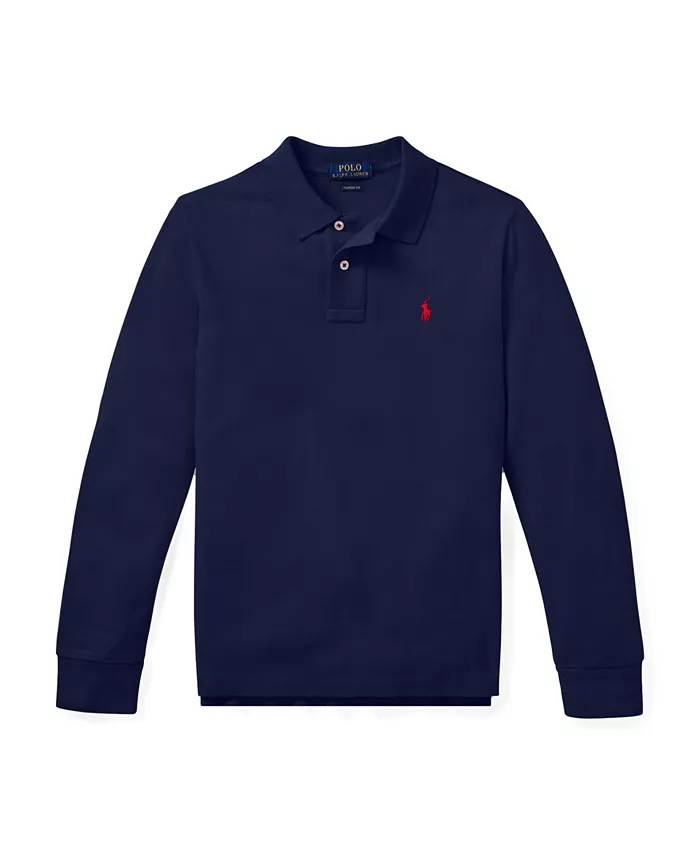 

Длинный рукав поло для больших мальчиков Polo Ralph Lauren, синий