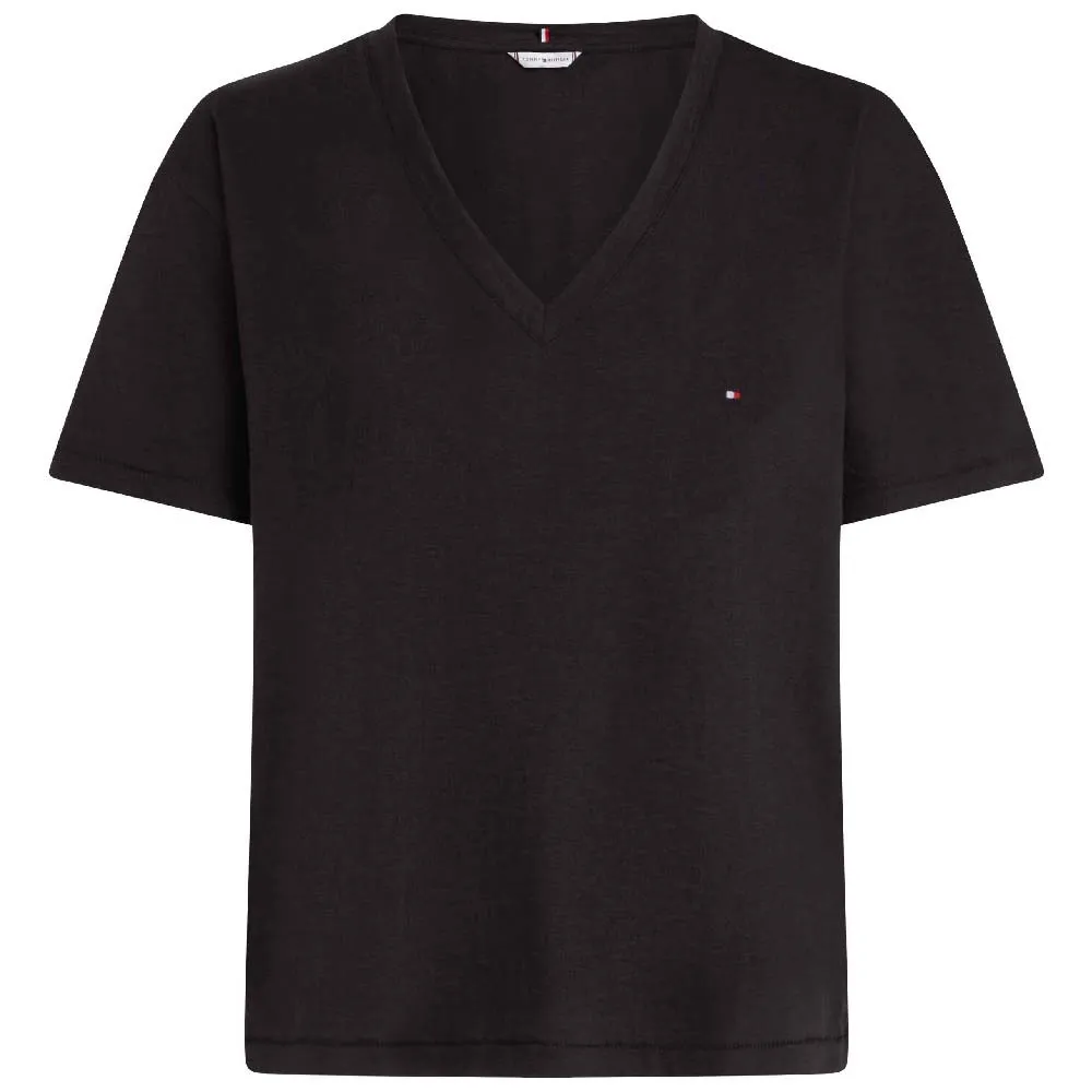 

Футболка Tommy Hilfiger Slub Cropped short sleeve v neck, черный