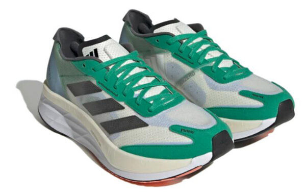 Кроссовки Adidas Adizero Boston 11 Running Shoes 'White Tint Black Court Green', белый — фото 2