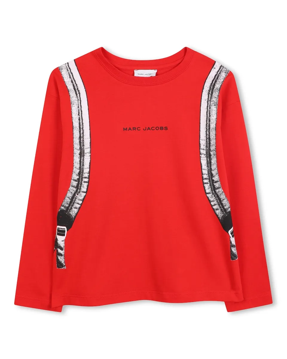 

Детская футболка красного цвета из хлопка Marc Jacobs