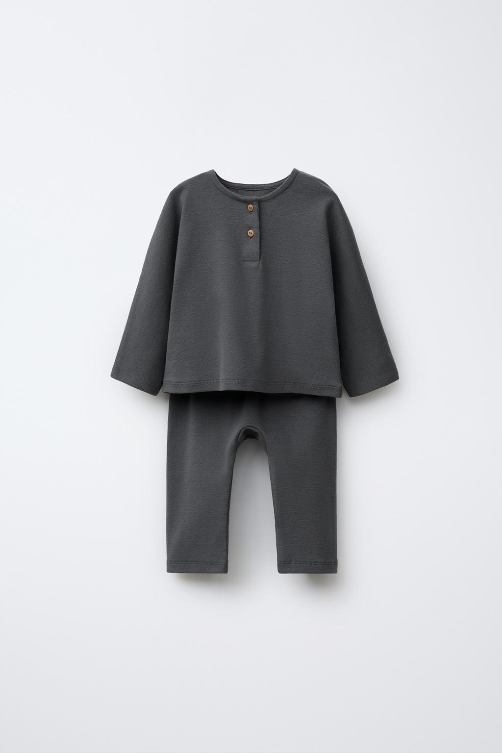 

Футболка henley и комплект для бега трусцой ZARA, антрацитовый серый