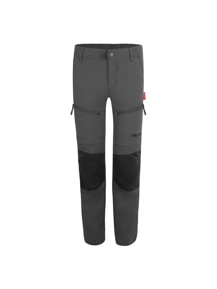 

Trollkids Трекинговые брюки с отстегивающимися штанинами, зауженного кроя, модель Nordfjord, темно-серый цвет