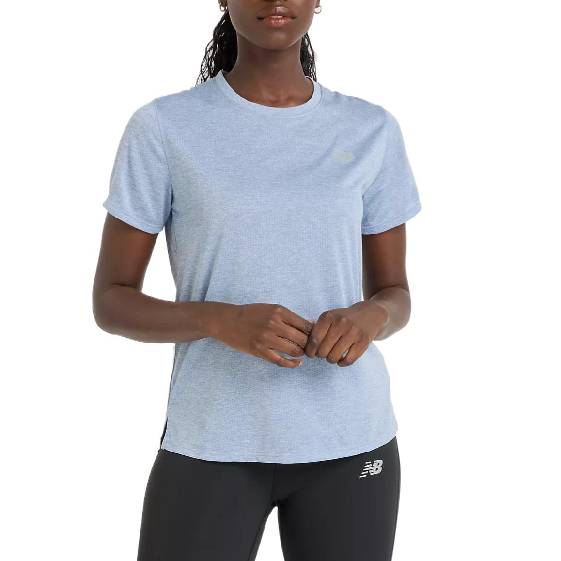 

New Balance Футболка с рукавом реглан женская синяя