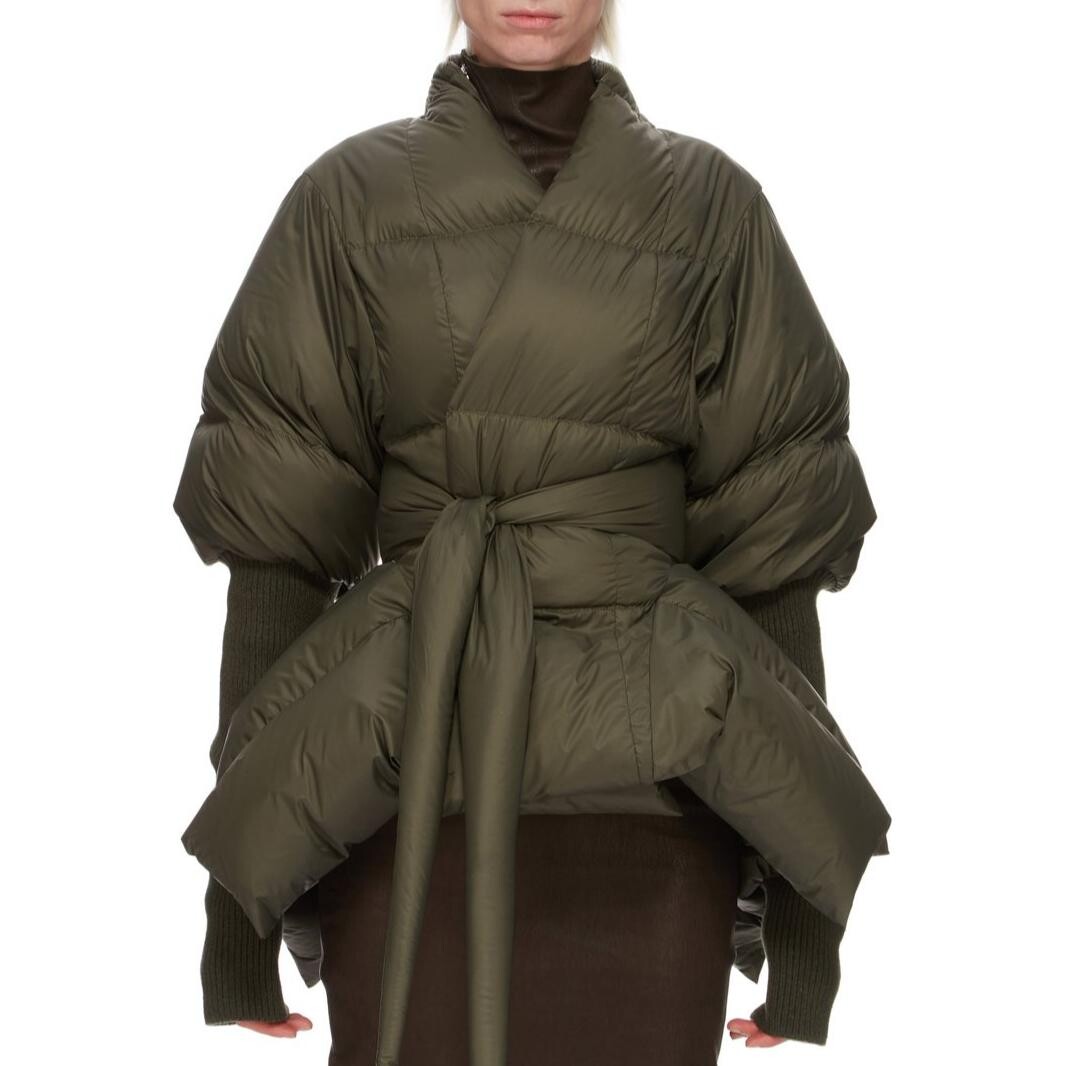 

Пуховик женский лесного цвета Rick Owens