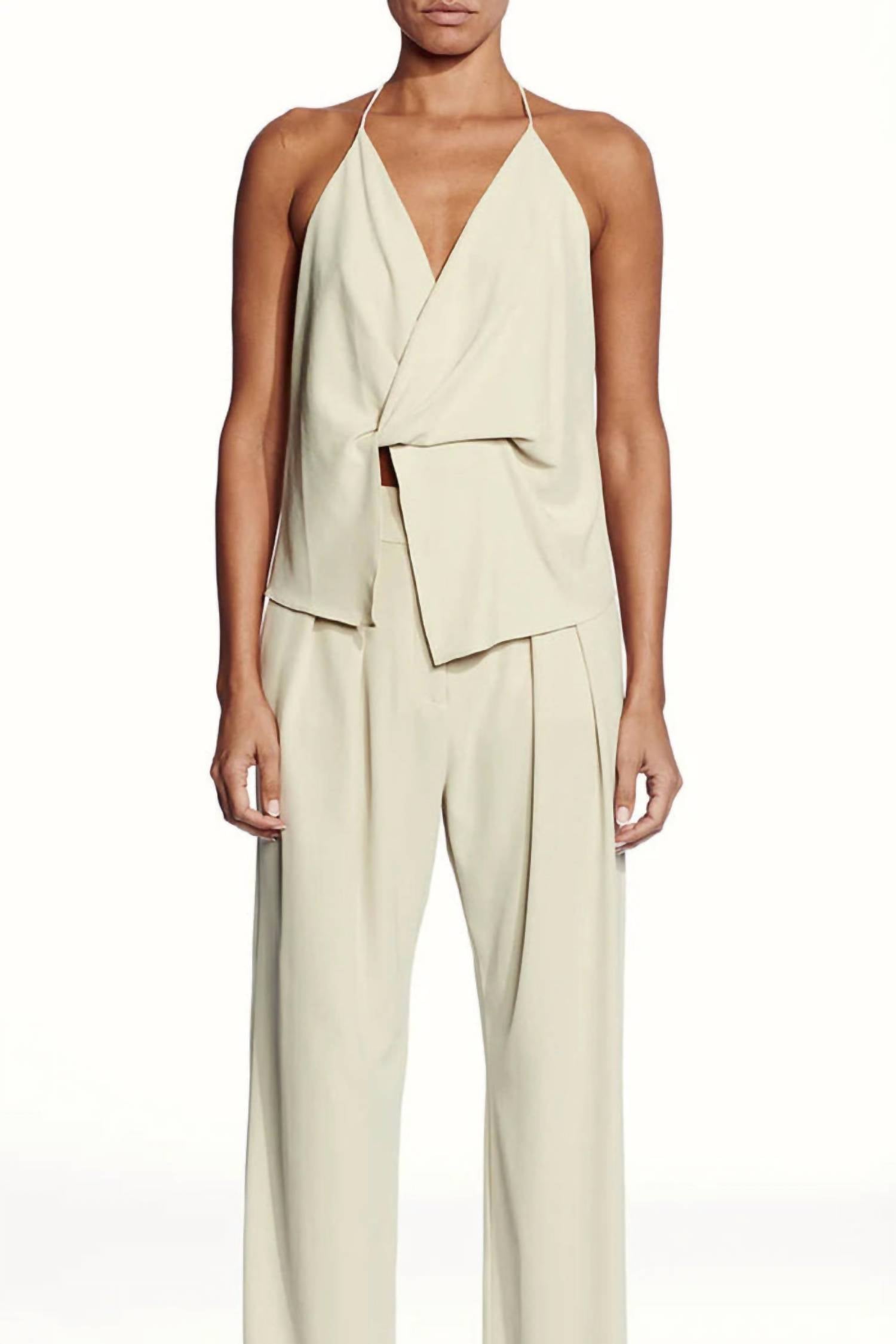 

Креповый топ-карандаш с закручивающейся юбкой цвета устрицы The Sei, Oyster