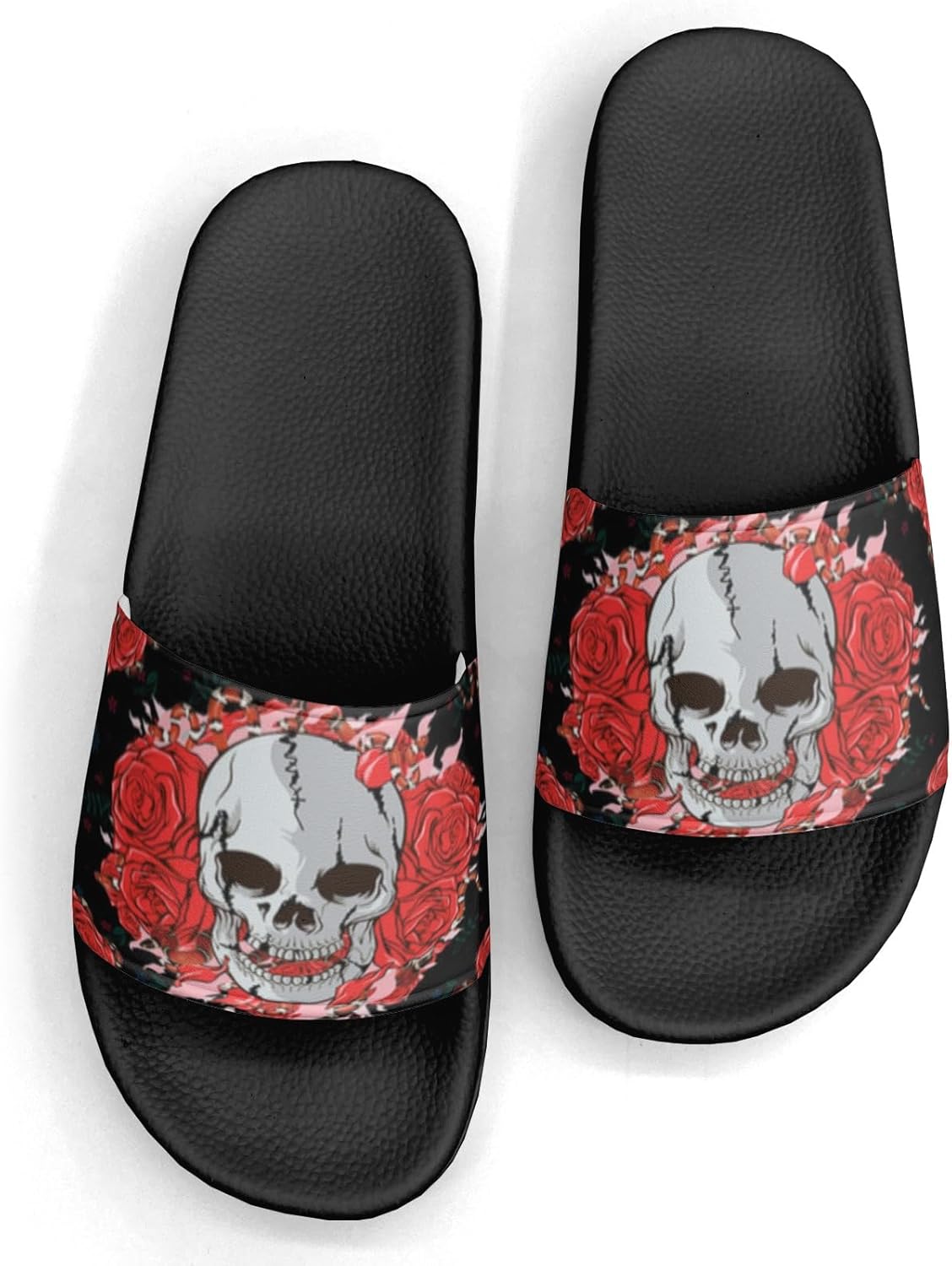 

Тапочки с черепом, черного цвета, дизайн искусства, шлепанцы для женщин и мужчин, повседневные спортивные шлепанцы, для бассейна, душа, дома и улицы Generic