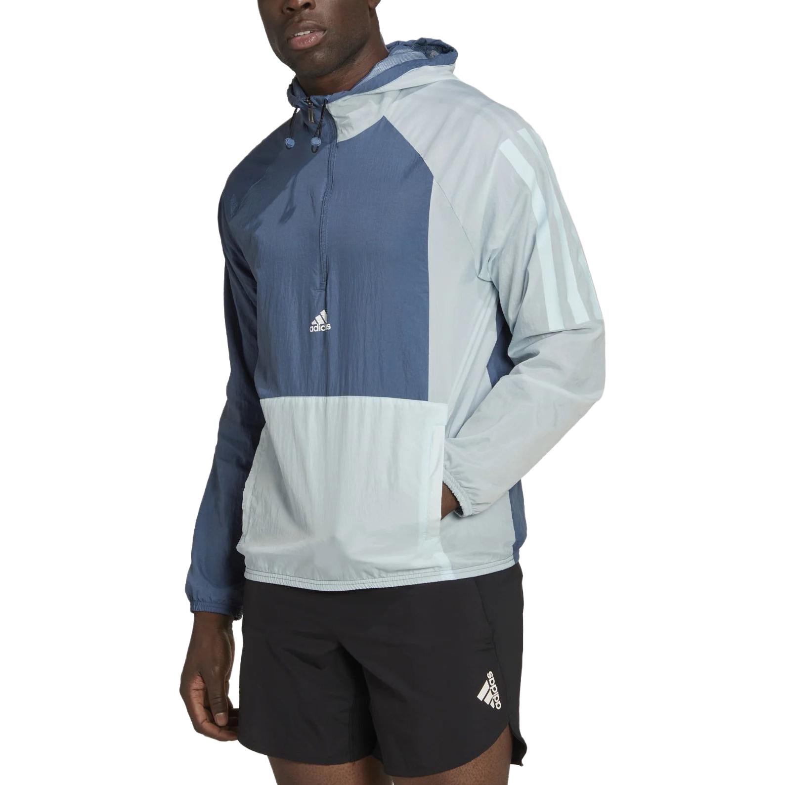 Спортивный топ adidas Training 1/2-Zip Colourblock Track Top 'Wonder Steel' HZ9707, синий — фото 2