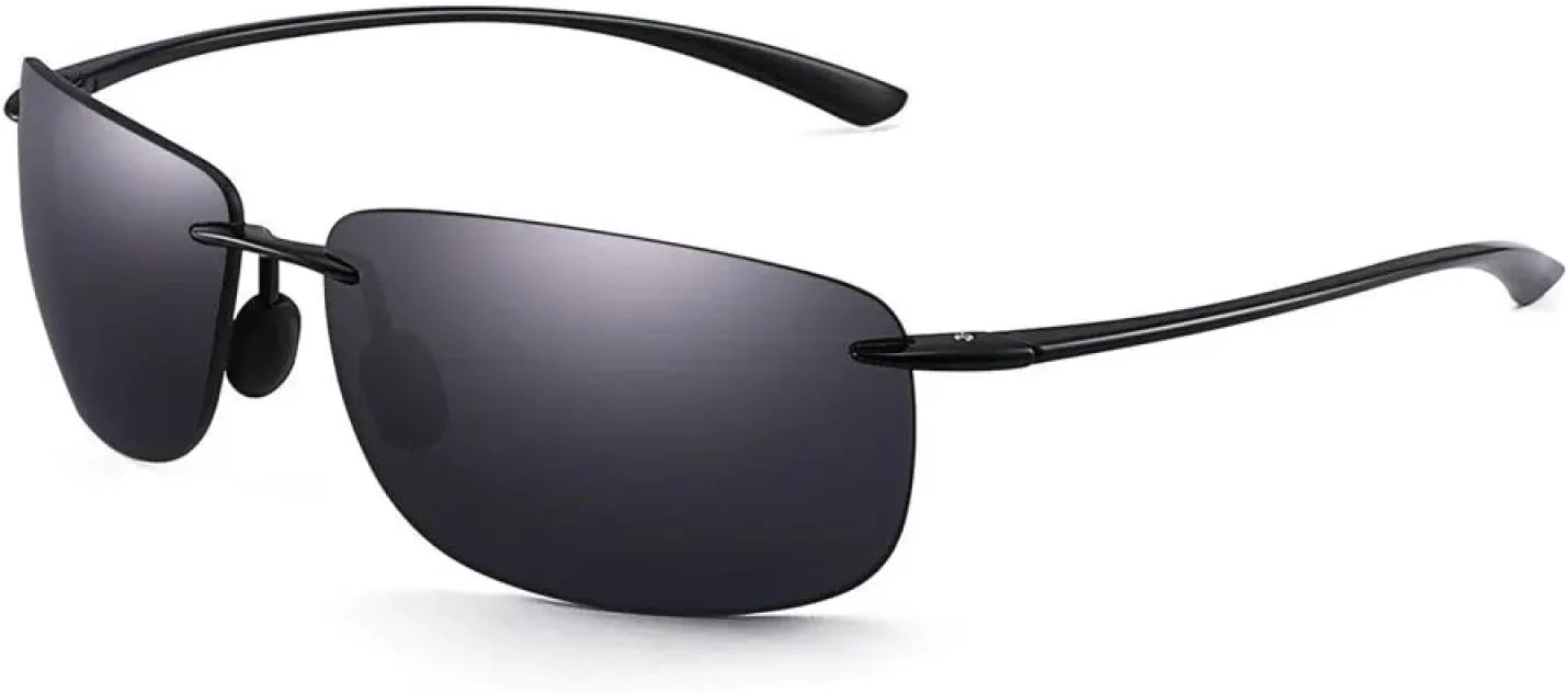 

Сверхлегкие спортивные солнцезащитные очки для мужчин и женщин в безободковой оправе для бега, рыбалки, езды на велосипеде и вождения TKKTLLT, C1 Shiny Black Grey