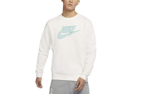 Толстовка Men's Nike Logo Casual Sports Round Neck Pullover White, белый — фото 3