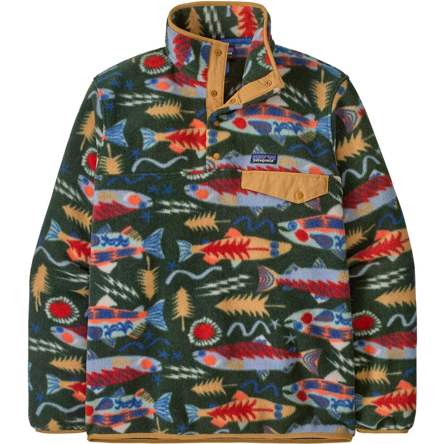 

Легкая флисовая кофта Synchilla Snap-T Patagonia, Salmon Energy/Old Growth Green