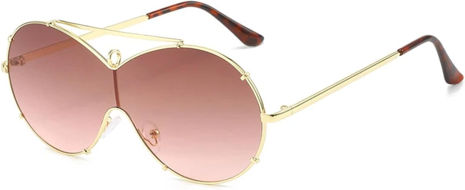 

Классические солнцезащитные очки для женщин и мужчин, модные цельные очки в большой оправе, очки для вождения на открытом воздухе, защита от УФ-излучения UV400 TKKTLLT, Gold Tea Pink