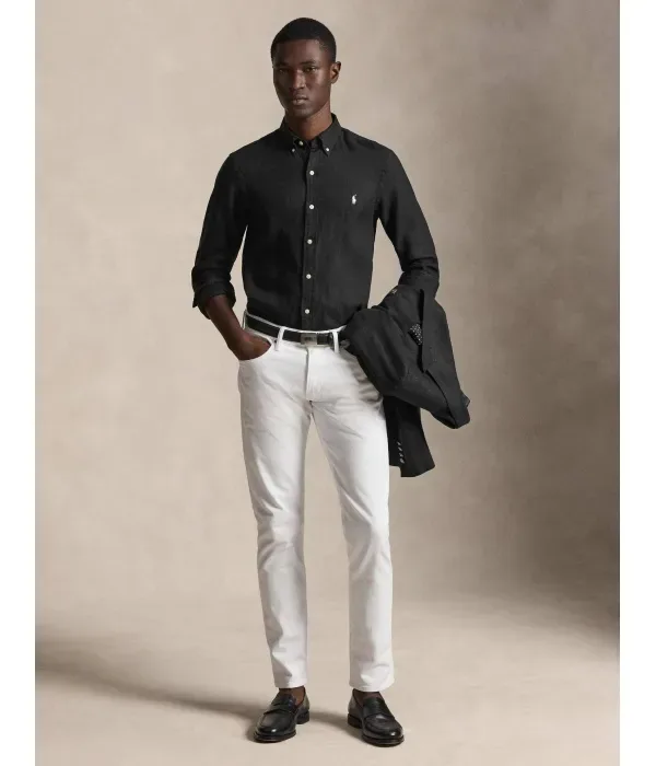 Льняная рубашка slim fit Polo Ralph Lauren, черный — фото 2