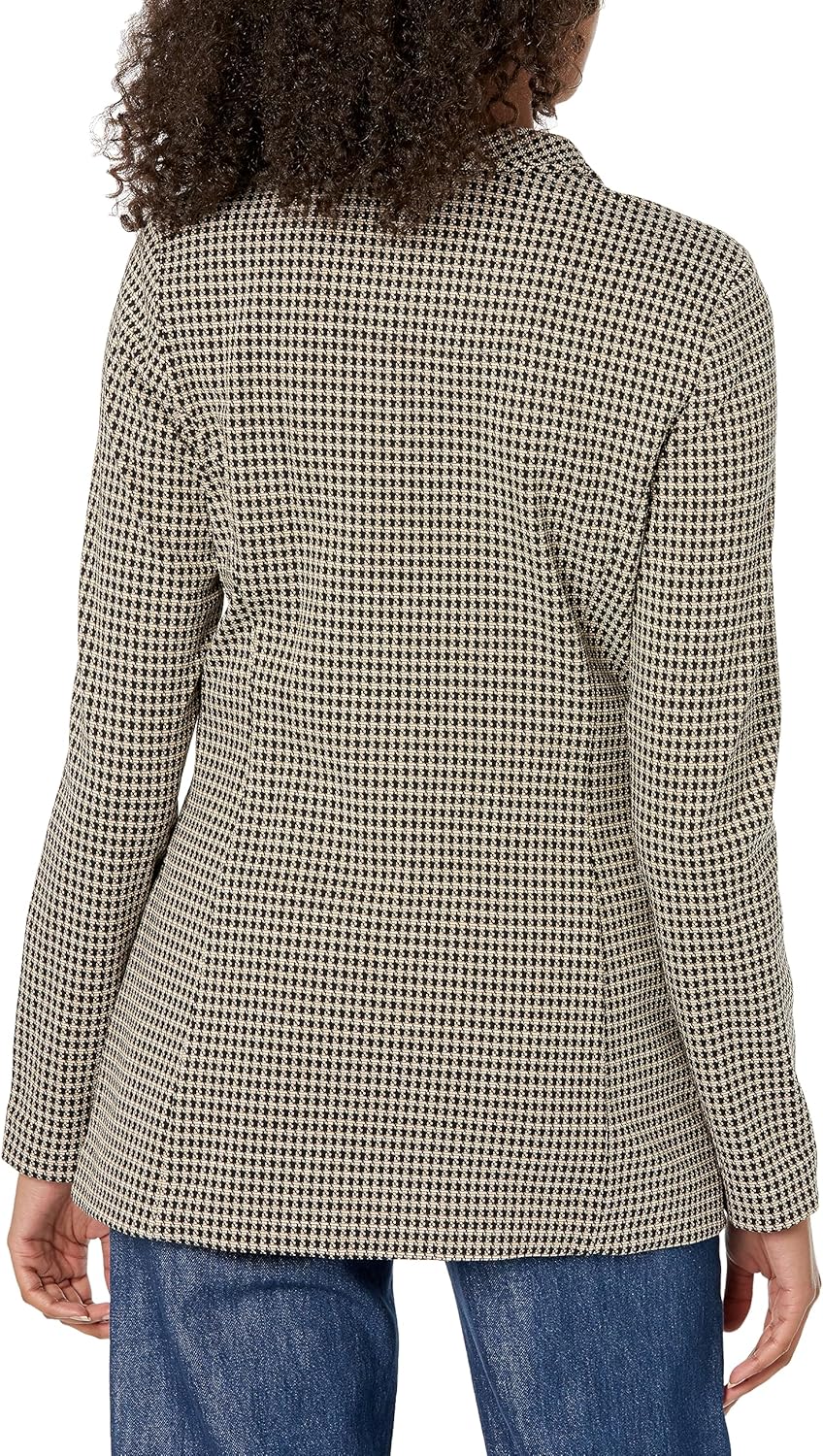 Женский длинный клетчатый приталенный блейзер Tommy Hilfiger на одной пуговице, Black/Tan Multi — фото 2