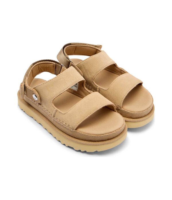 Кожаные сандалии с золотистыми скользящими подошвами Ugg, желтый — фото 3