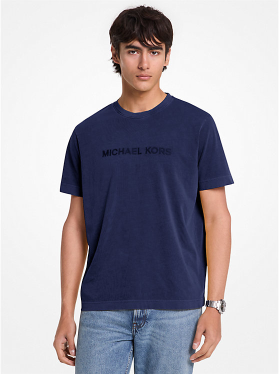 

Футболка из хлопка с тиснением логотипа Michael Kors, синий