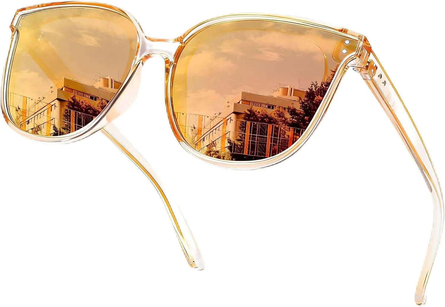 

Женские поляризованные солнцезащитные очки SIPHEW с зеркальными линзами — увеличенная оправа «кошачий глаз» с защитой от УФ-излучения, S4-tea Frame Gold Mirror Lens