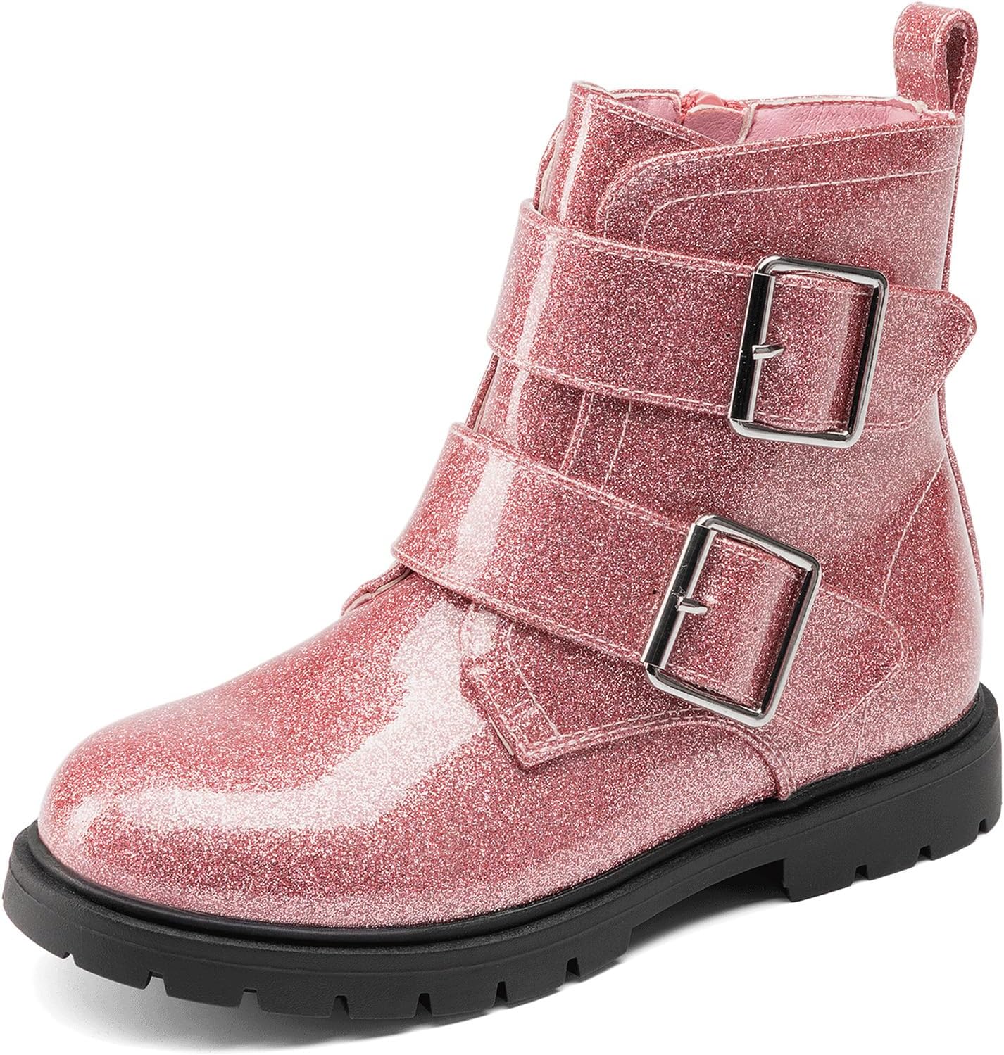 

Ботинки DREAM PAIRS для девочек и мальчиков с блестками, на щиколотку, с боковой молнией и пряжками, для малышей, детей младшего возраста и старших детей, Pink