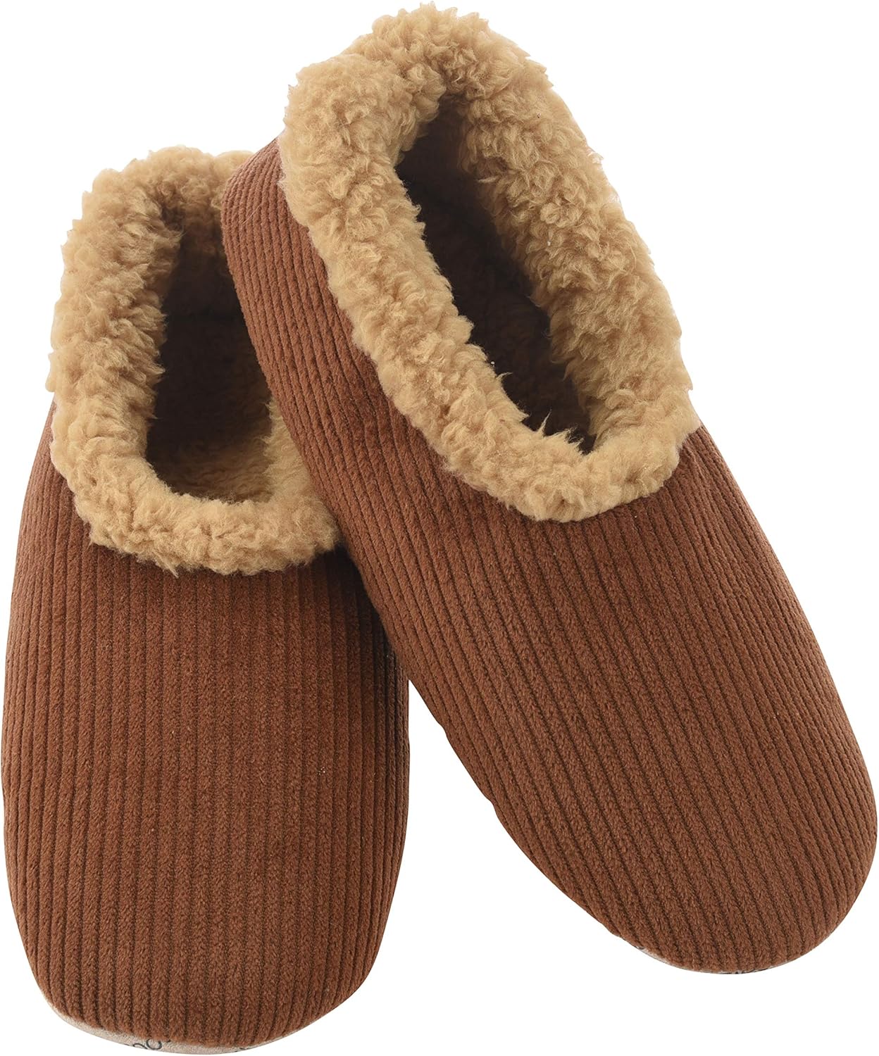 

Мужские домашние тапочки Snoozies, клетчатые, вельветовые или камуфляжные, с подкладкой из шерпы, носки-тапочки с нескользящей подошвой, мужская домашняя обувь, подарки для мужчин, коричневый