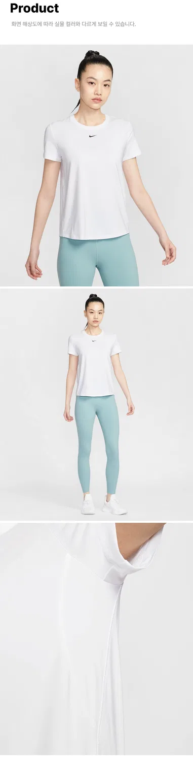 Женский топ One Classic Dri-Fit с коротким рукавом бело-чёрный от Nike — фото 4