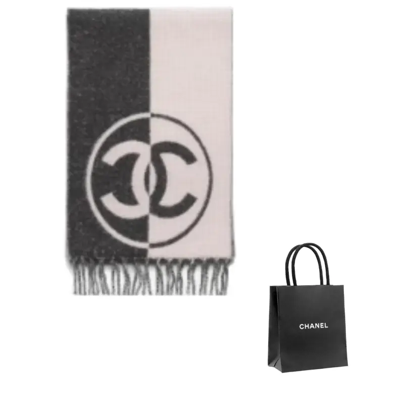 

Chanel Вязаный шарф унисекс, черный и розовый