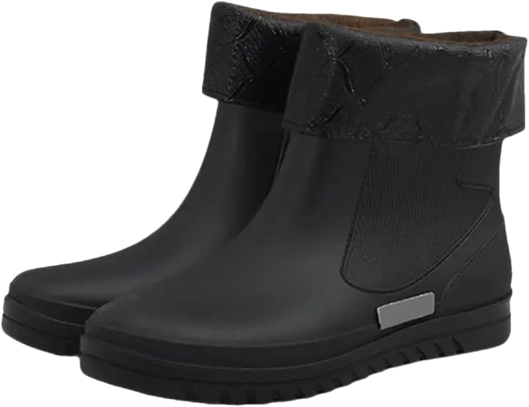 

Мужские высокие дождевые ботинки Wjnvfioo с мягкой подошвой, нескользящие, с съемным хлопковым покрытием, водонепроницаемые водные туфли, черный