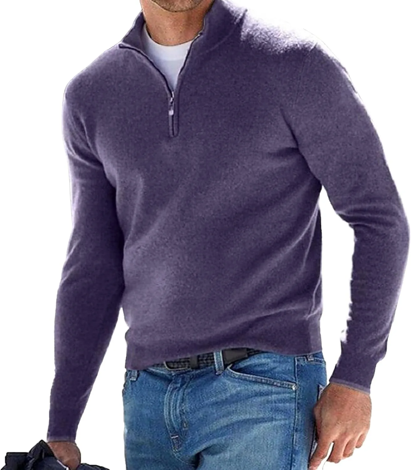 

Мужской свитер-поло с четвертью молнии