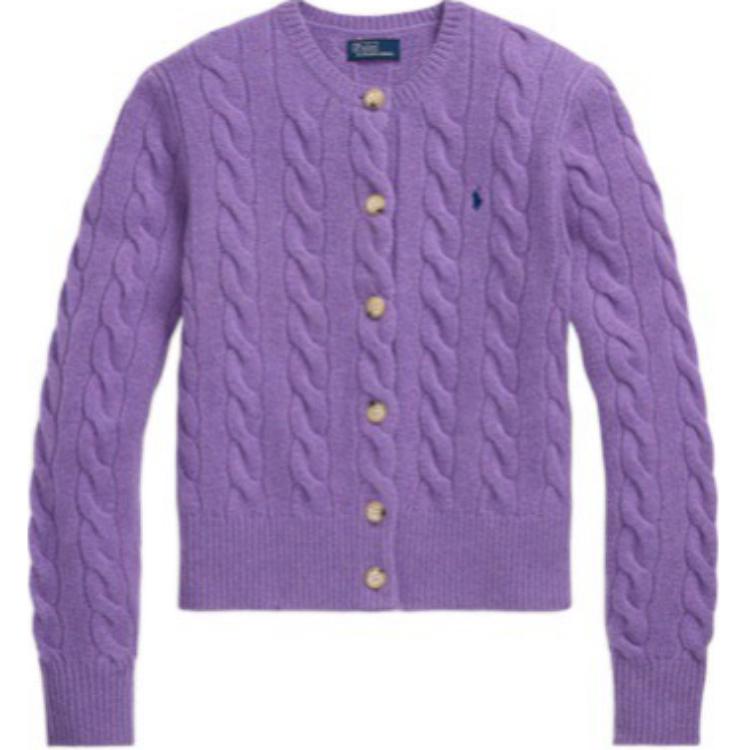 Пони вышитый ажурный кардиган Polo Ralph Lauren, фиолетовый — фото 3