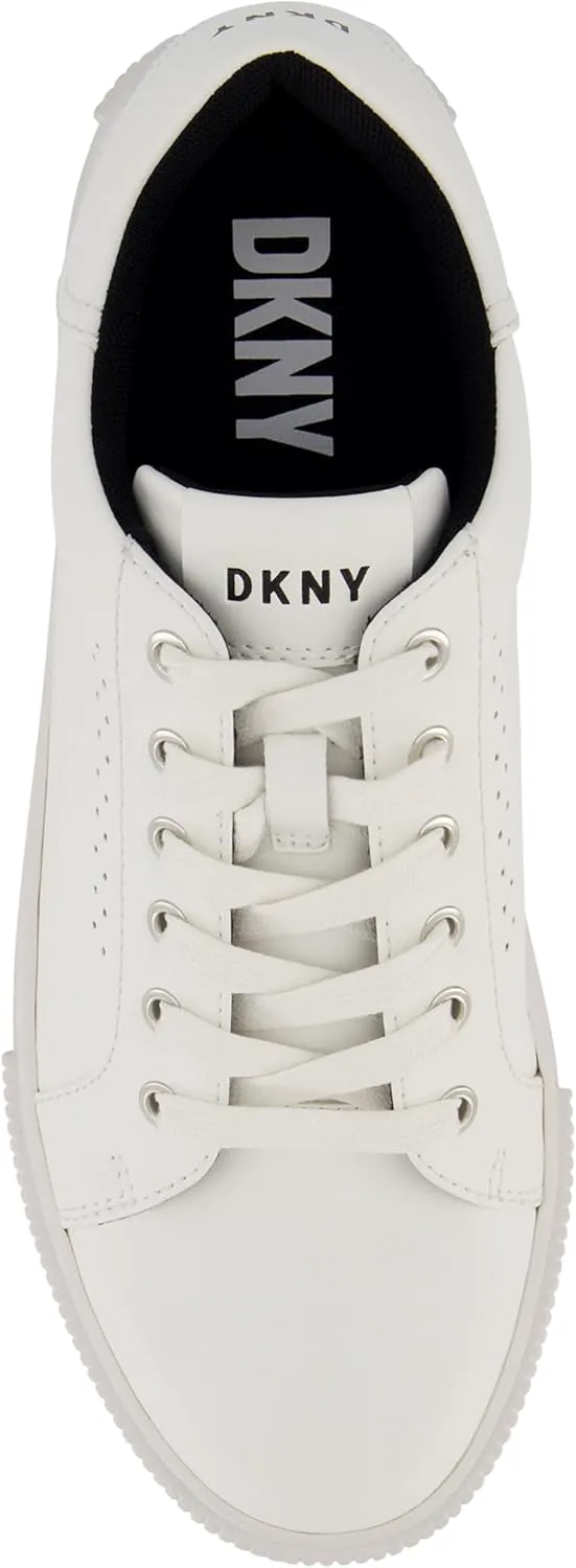 Мужские кроссовки DKNY с двухцветной зубчатой подошвой, круглым носком и шнуровкой, белый — фото 4