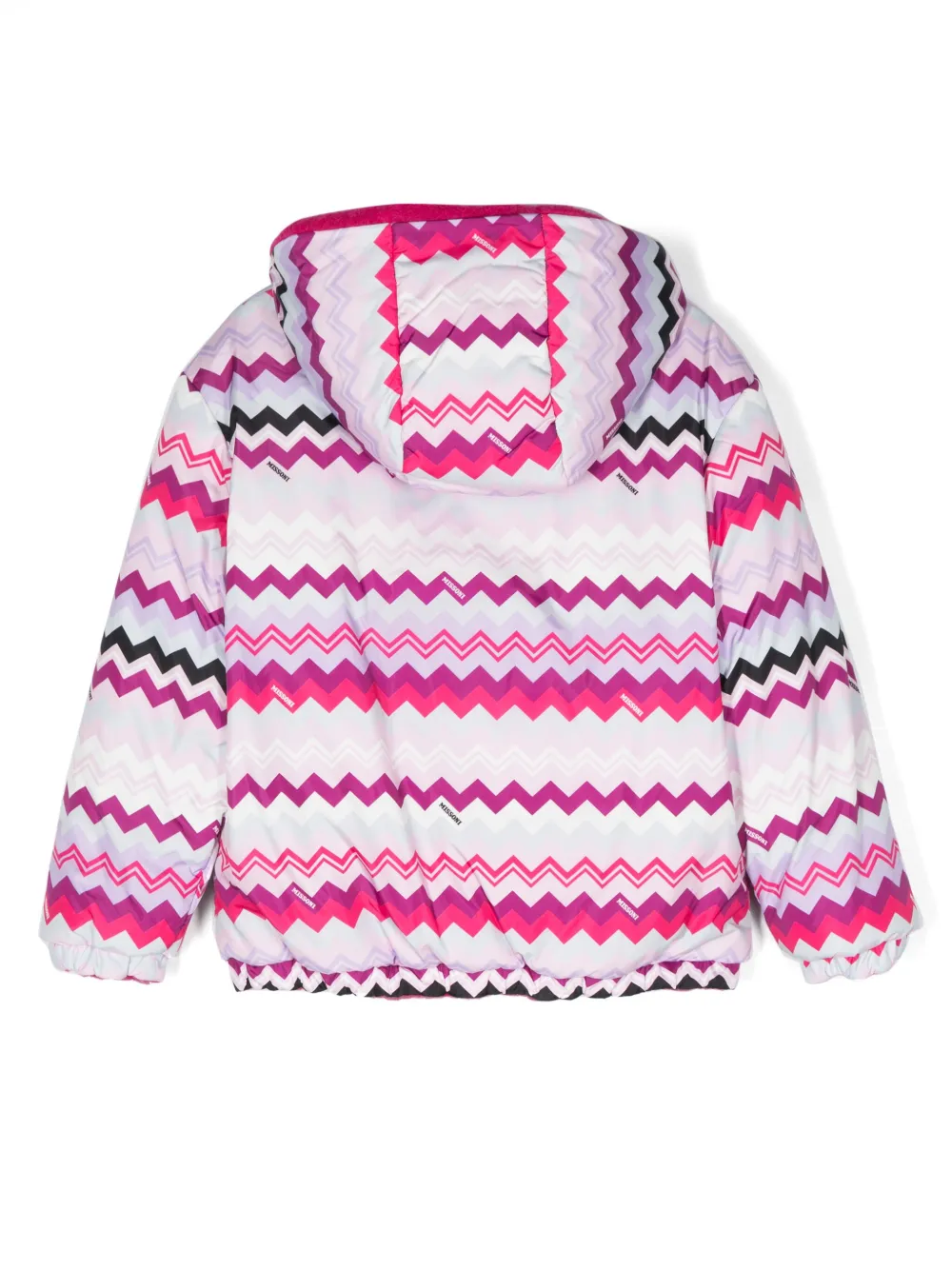 Бомбер с капюшоном и узором зигзаг Missoni Kids, розовый — фото 2