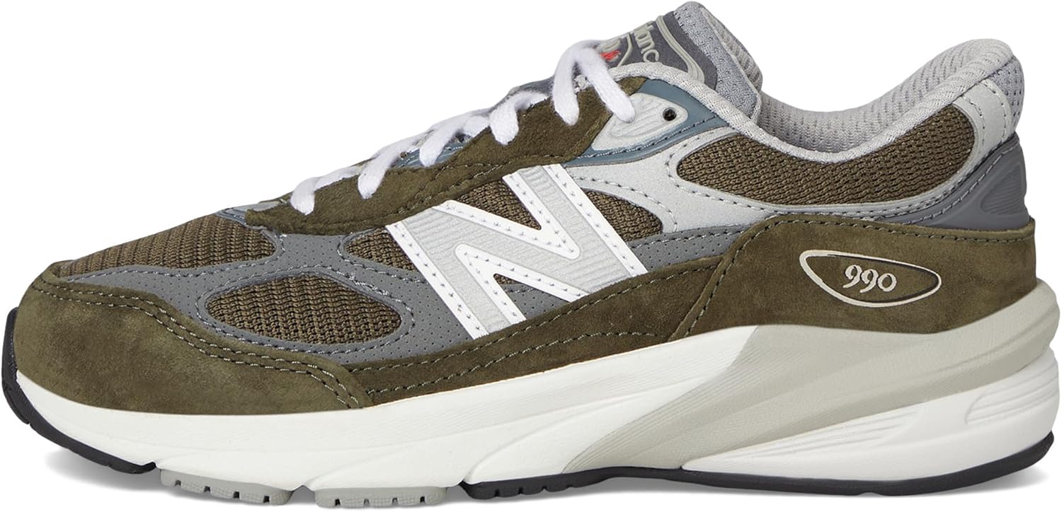 Детские кроссовки New Balance 990 V6 на шнуровке, зеленый — фото 4
