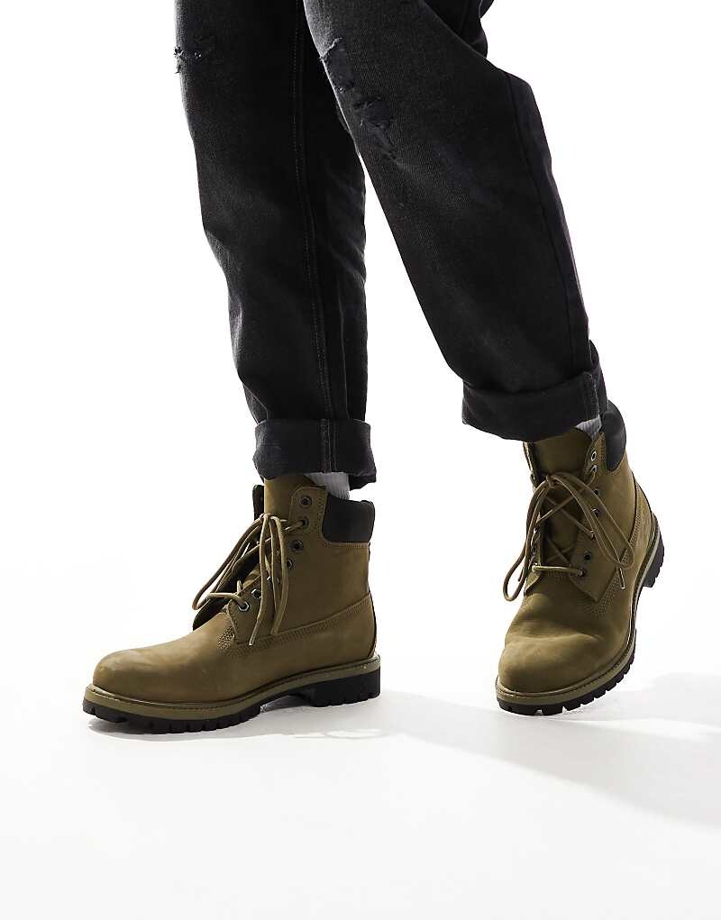 

Оливковые водонепроницаемые ботинки со шнуровкой размером 6 дюймов Timberland
