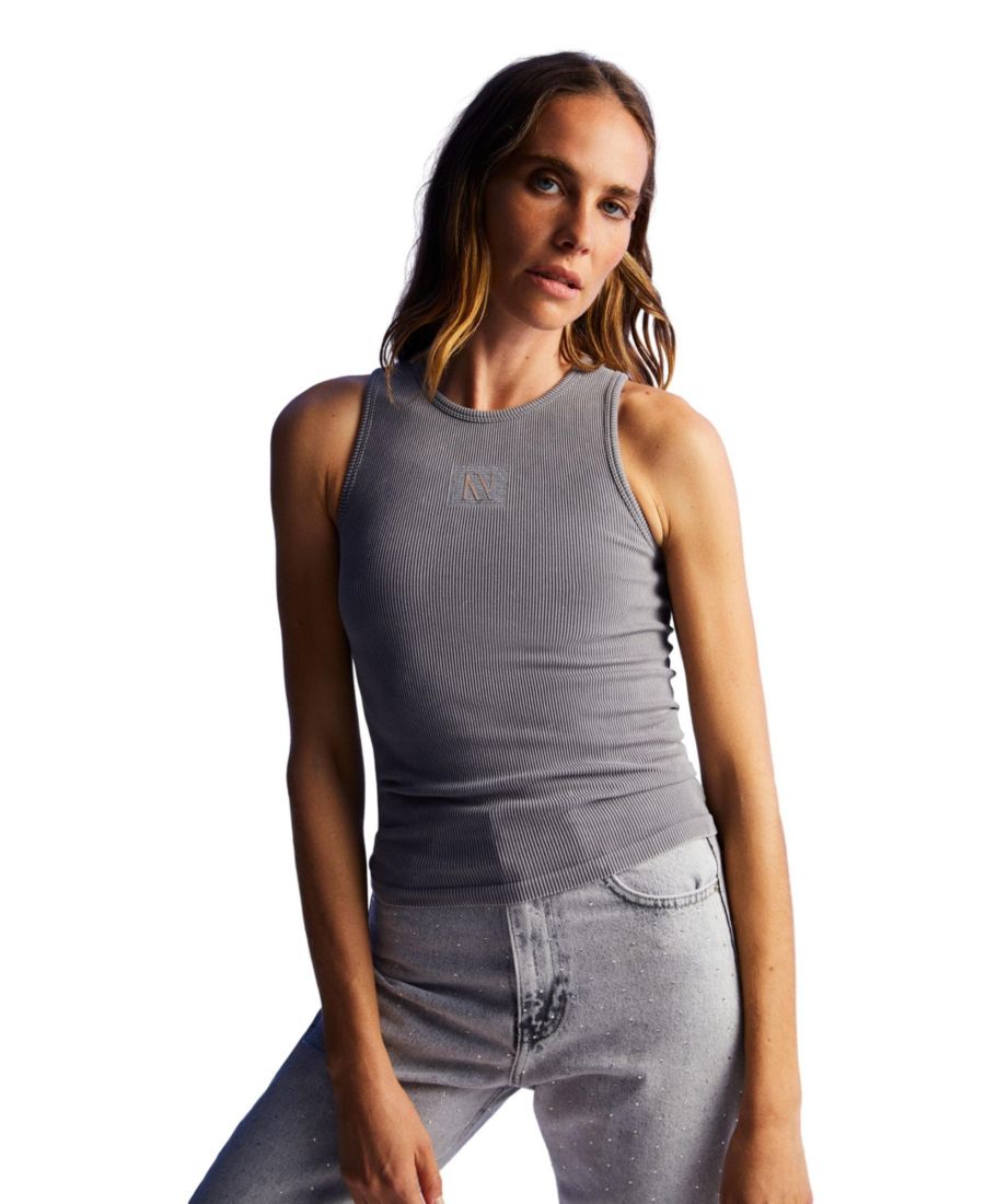 

Женский укороченный топ с вышивкой NOCTURNE, Charcoal anthracite