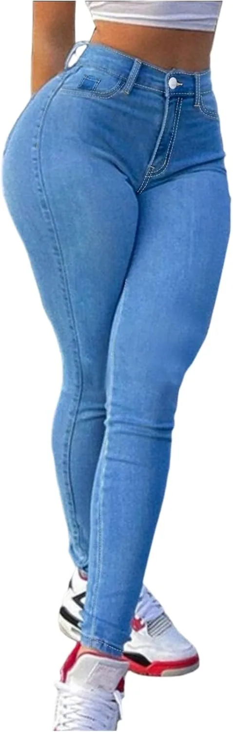 

Джинсы для женщин Stretchy с эффектом подтяжки, высокие, скинни FULILYEO