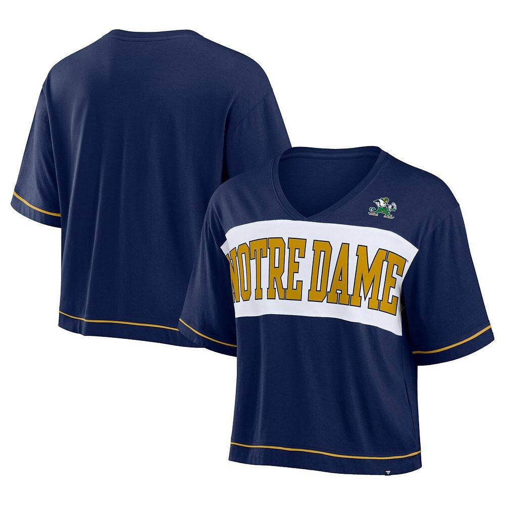 

Женская темно-синяя футболка Fanatics Notre Dame Fighting Irish Home Team, смелая модная скромная укороченная футболка с v-образным вырезом Fanatics Brands - White Label, цвет Ntd Navy