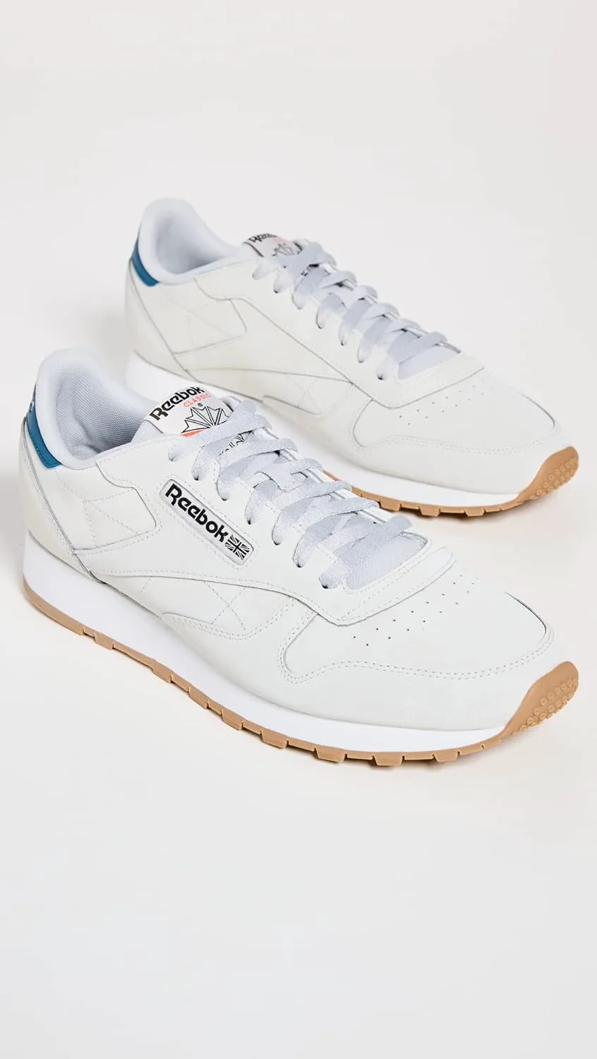 Reebok Классические кожаные кроссовки для взрослых, унисекс V1, серый/синий — фото 3