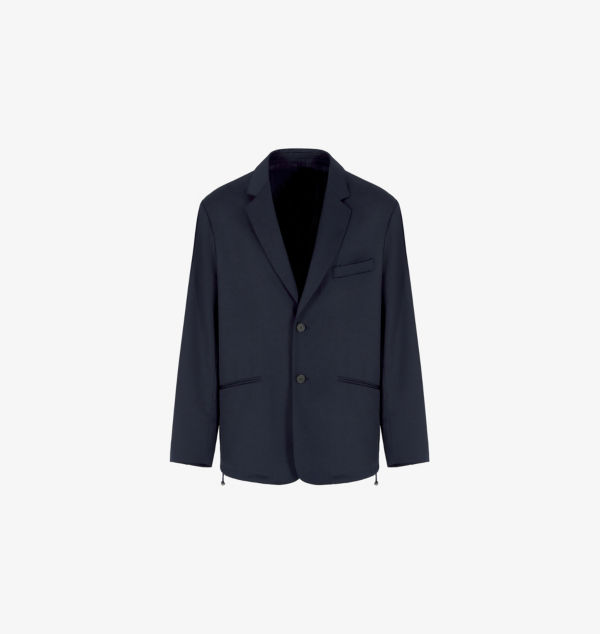 

Однобортный пиджак классического кроя из натуральной шерсти. Emporio Armani, синий