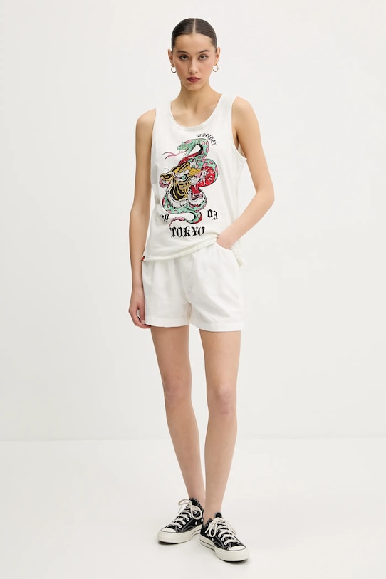 

Хлопковая майка Superdry, бежевый